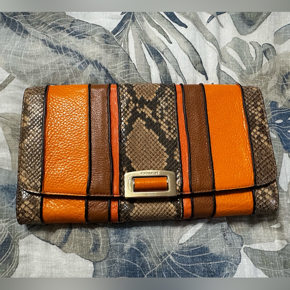 Coach Madison Exotic Stripe Leather PinnacleClutch
